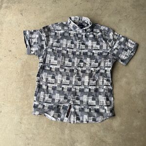 Robert Graham Shirt Mens L Gray Dream Big Rock Of Ages Short Sleeve Button Down